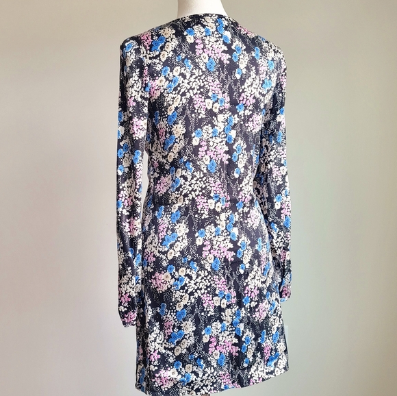 Vintage Express Floral Silk Long Sleeve Dress, Size XS - Picture 6 of 8